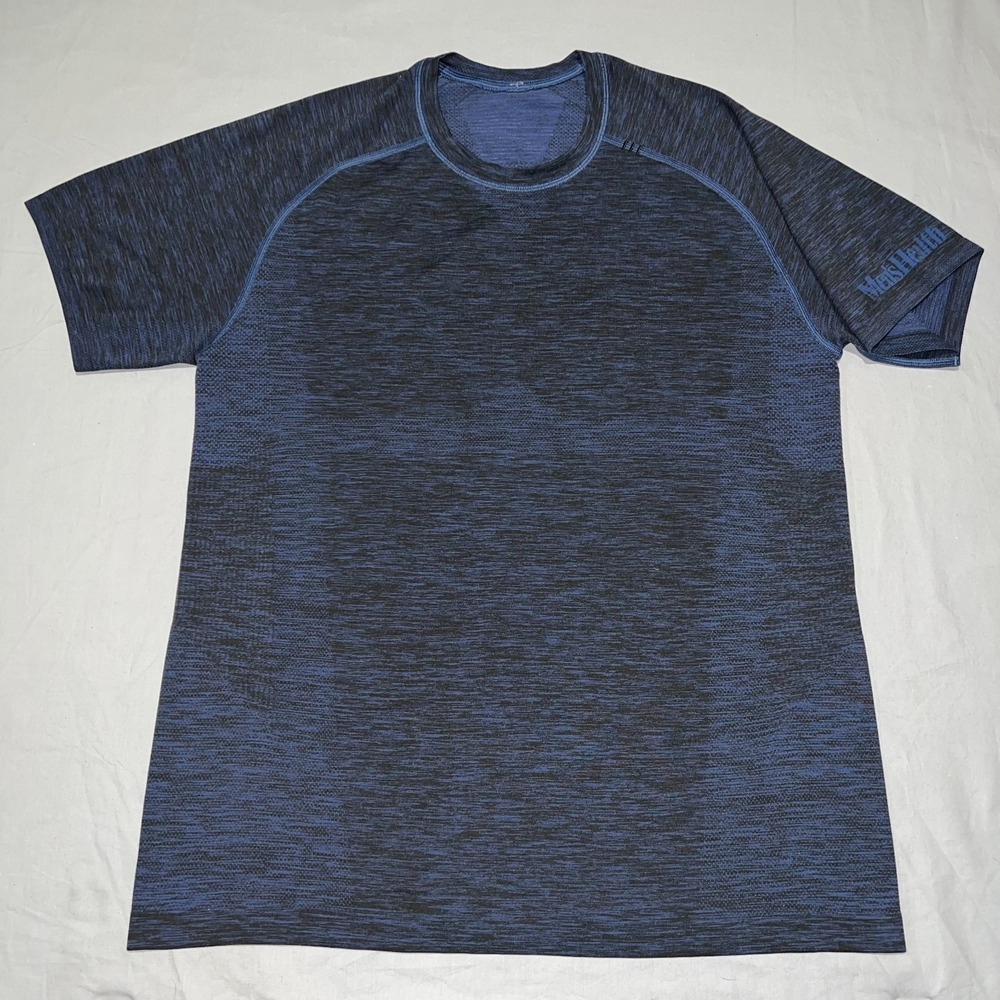 Lululemon x Mens Health Vent Tech Heather Blue Compression Gym Yoga T Shirt L